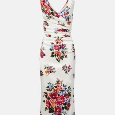 Dolce&Gabbana Draped Floral Satin Midi Dress