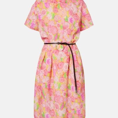 Prada Floral Silk-Blend Cloqué Midi Dress