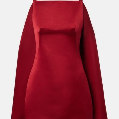 Givenchy Sliced Caped Silk Duchess Satin Minidress