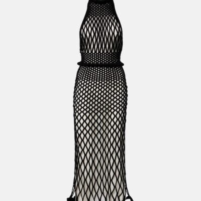 Givenchy Halterneck Open-Back Mesh Midi Dress