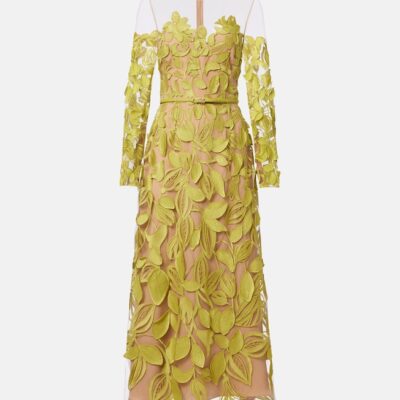 Elie Saab Embroidered Silk-Blend Midi Dress
