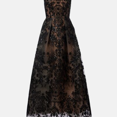 Elie Saab Embroidered Sequined Gown