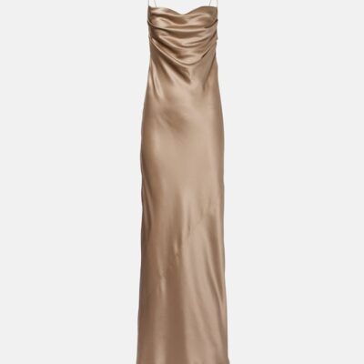 Saint Laurent Draped Silk Satin Gown