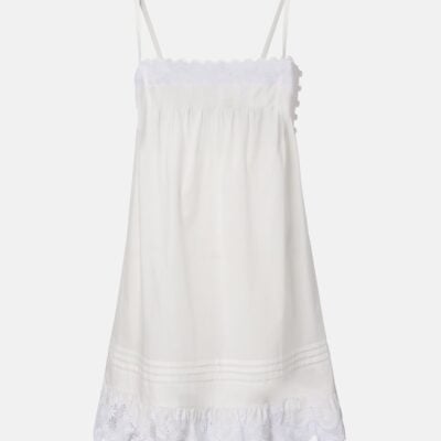 Saint Laurent Lace-Trimmed Cotton Slip Dress