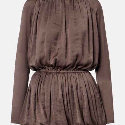 Saint Laurent Draped Taffeta Minidress