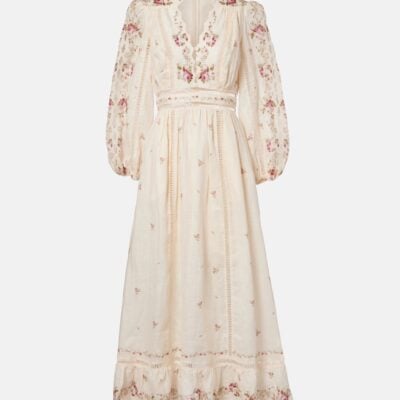 Zimmermann Patience Floral Linen Midi Dress