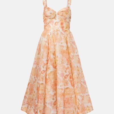 Zimmermann Rebellion Floral Linen And Silk Midi Dress