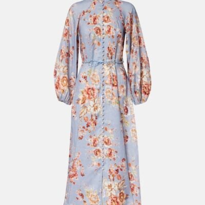 Zimmermann Awaken Floral Linen Midi Dress