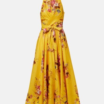 Zimmermann Patience Floral Cutout Linen Midi Dress