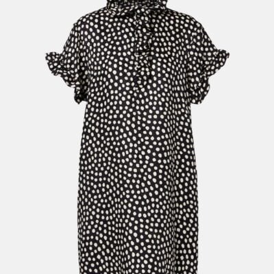 Chloé Polka-Dot Ruffled Silk Jacquard Minidress