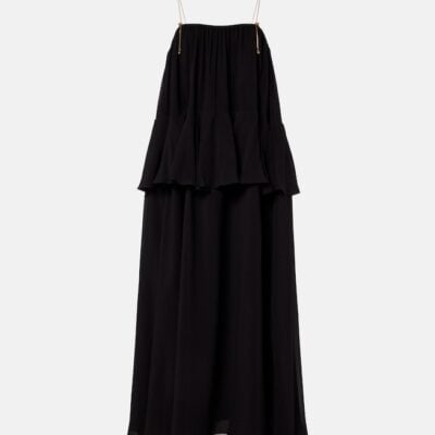 Chloé Embellished Open-Back Silk Georgette Maxi Dress