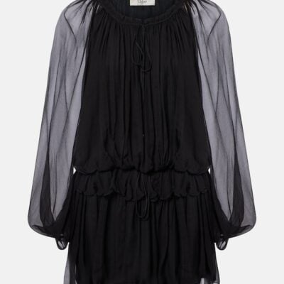 Chloé Ruffled Draped Silk Minidress