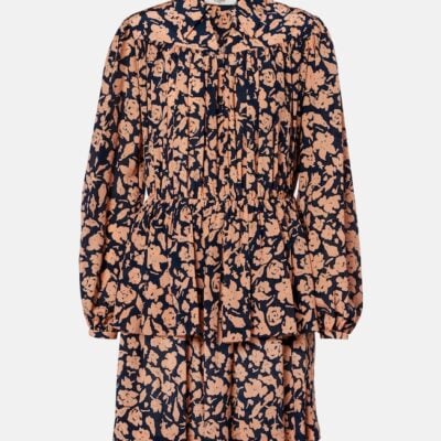 Chloé Floral Gathered Silk Minidress