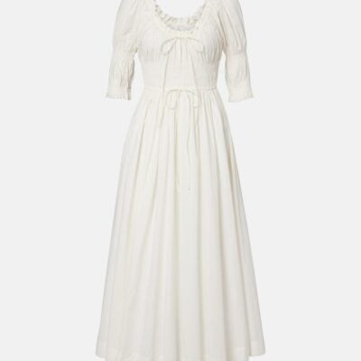 Dôen Shirred Cotton Midi Dress