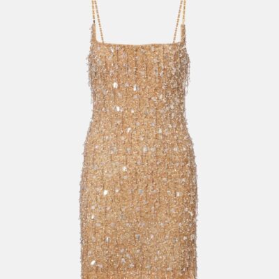 Là Fuori Drops Of Champagne Embellished Minidress