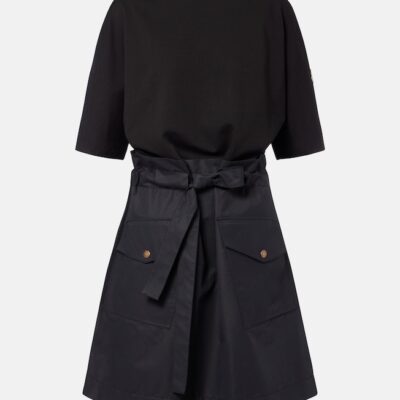Moncler Belted Cotton-Blend Jersey Minidress