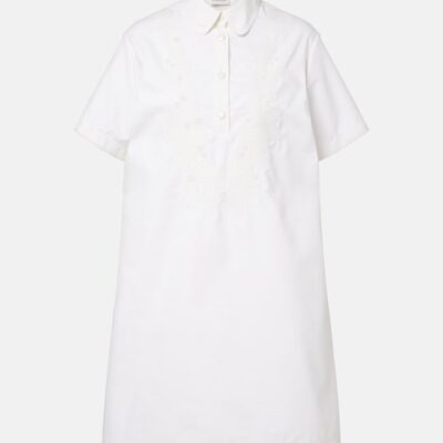 Moncler Embroidered Cotton-Blend Poplin Midi Dress