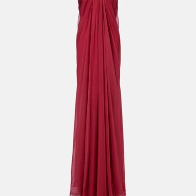 Mcqueen Draped Silk Chiffon Bustier Gown