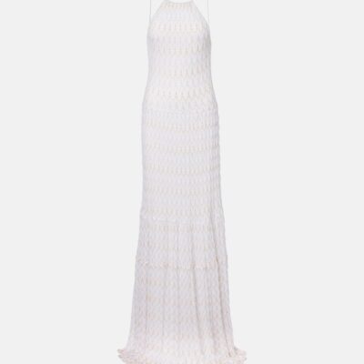 Missoni Halterneck Open-Back Lamé Gown