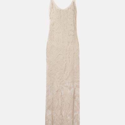 Brunello Cucinelli Dazzling Water Lillies Knitted Midi Dress
