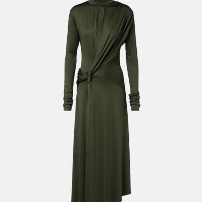 Victoria Beckham Gathered Turtleneck Midi Dress