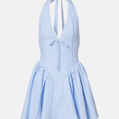 Bananhot Micaela Gingham Halterneck Cotton Minidress