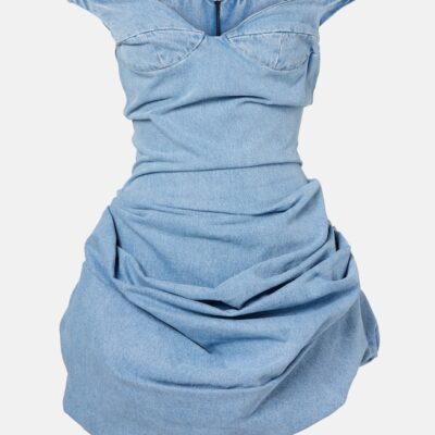 Magda Butrym Gathered Off-Shoulder Denim Minidress