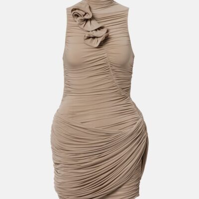 Magda Butrym Floral-Appliqué Ruched Minidress