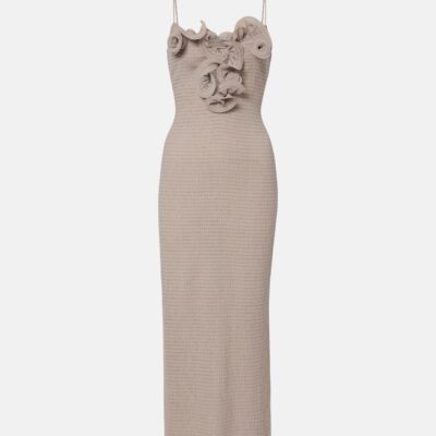 Magda Butrym Floral-Appliqué Crêpe Midi Dress