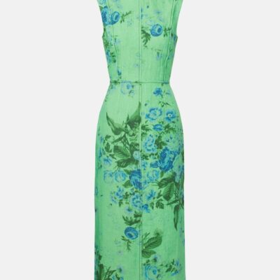 Erdem Floral Linen Midi Dress