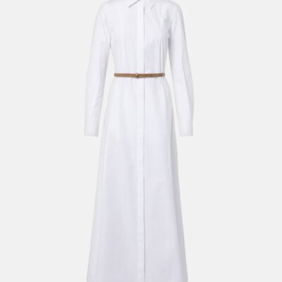 Max Mara Adunco Belted Cotton Poplin Shirt Dress