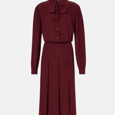 Gucci Pleated Silk Crêpe De Chine Midi Dress