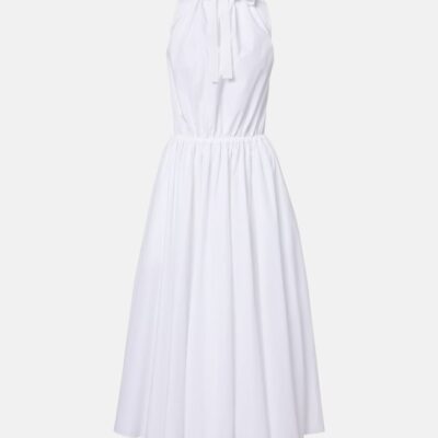 Patou Gathered Cotton Midi Dress