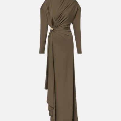 Bottega Veneta Gathered Crêpe Jersey Maxi Dress