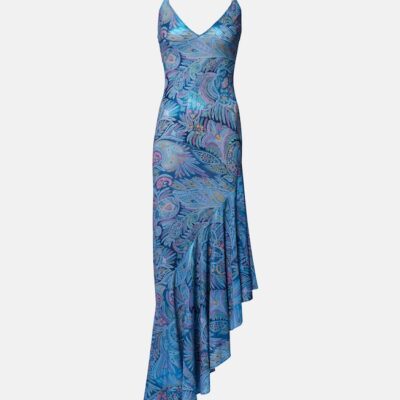 Etro Paisley Asymmetric Ruffled Midi Dress