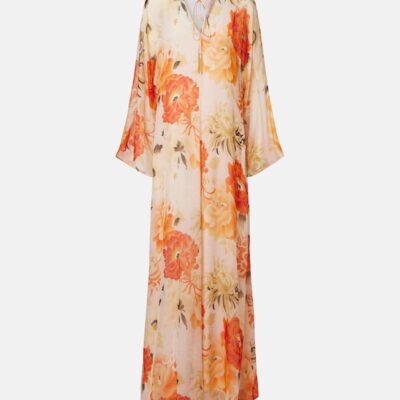 Max Mara Angus Floral Silk Chiffon Maxi Dress