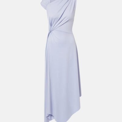 Victoria Beckham Asymmetric Gathered Jersey Midi Dress