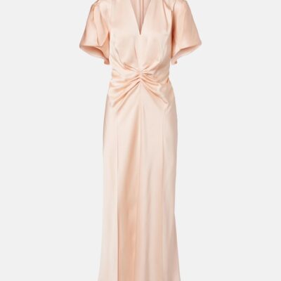 Victoria Beckham Eve Gathered Satin Crêpe Midi Dress