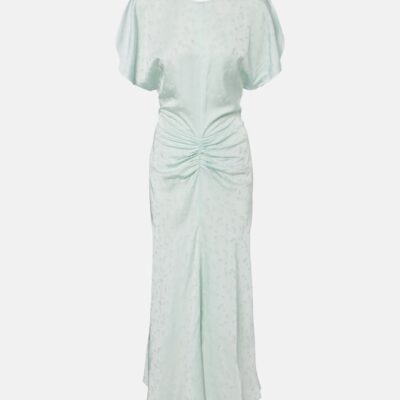 Victoria Beckham Gathered Jacquard Midi Dress