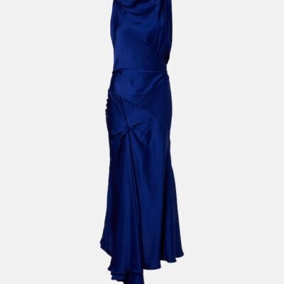 Victoria Beckham Draped Asymmetric Satin Midi Dress