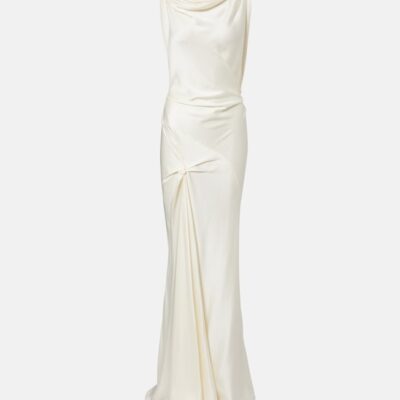 Victoria Beckham Posy Draped Crêpe Satin Gown