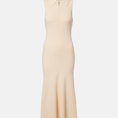 Victoria Beckham Mira Ribbed-Knit Midi Dress