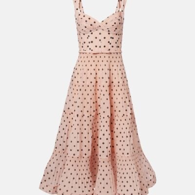 Zimmermann Polka-Dot Pleated Bustier Dress