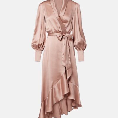 Zimmermann Ruffled Silk Satin Wrap Dress