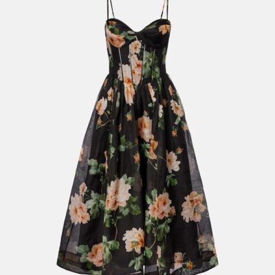 Zimmermann Luna Linen And Silk Organza Bustier Dress