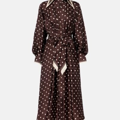 Zimmermann Polka-Dot Belted Silk Shirt Dress