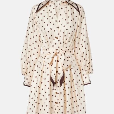 Zimmermann Belted Polka-Dot Silk Shirt Dress