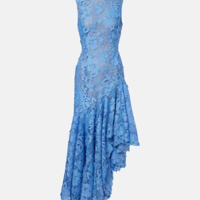 Oscar De La Renta Asymmetric Floral Embroidered Cocktail Dress