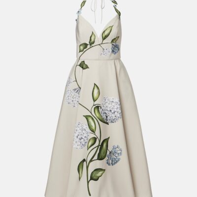 Oscar De La Renta Floral Faille Cocktail Dress