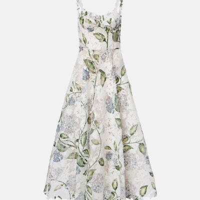 Oscar De La Renta Floral Bustier Gown